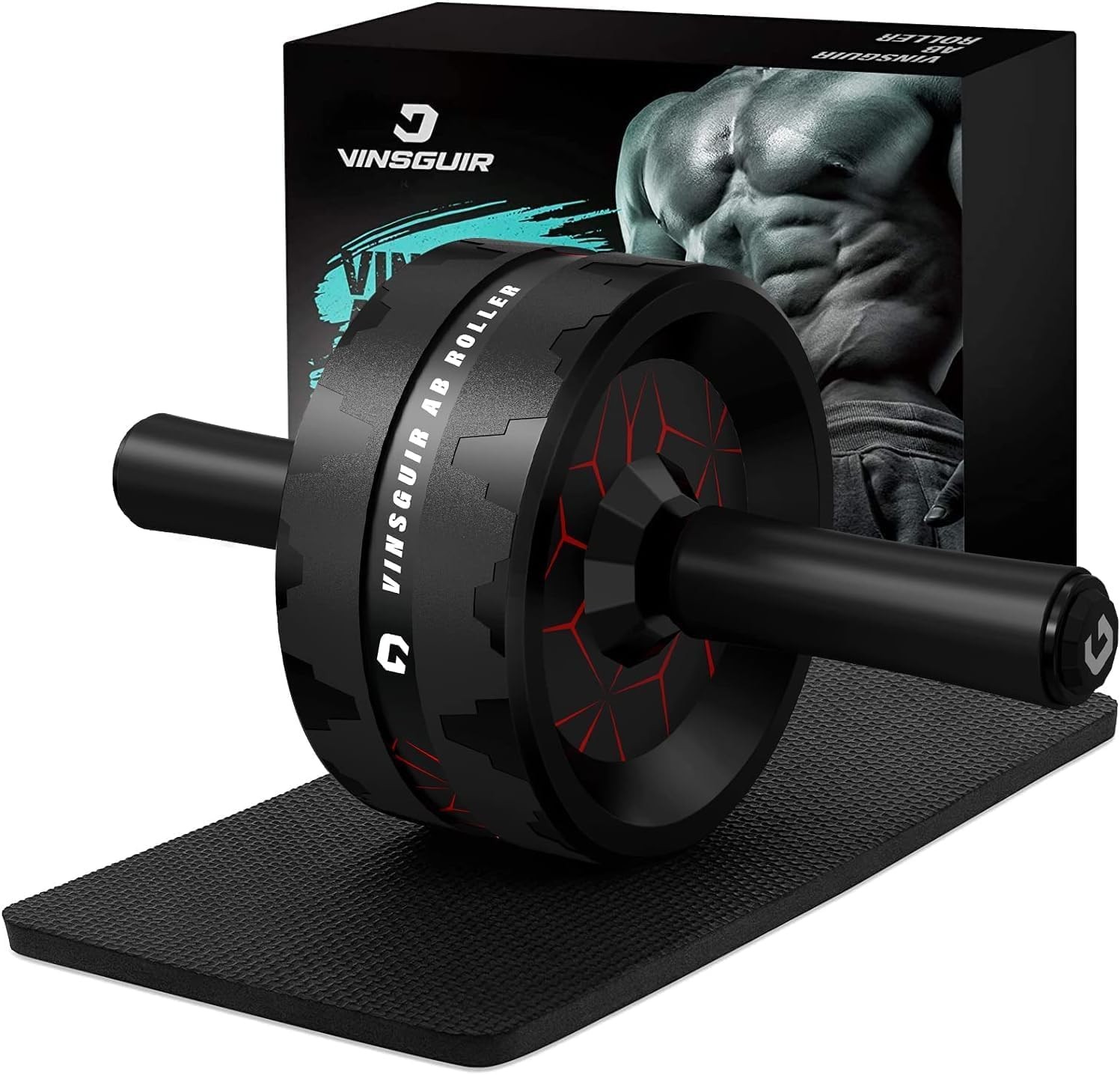 VINSGUIR Ab Roller Wheel, Abs & Core Workout Equipment for Home Gym with Knee Pa