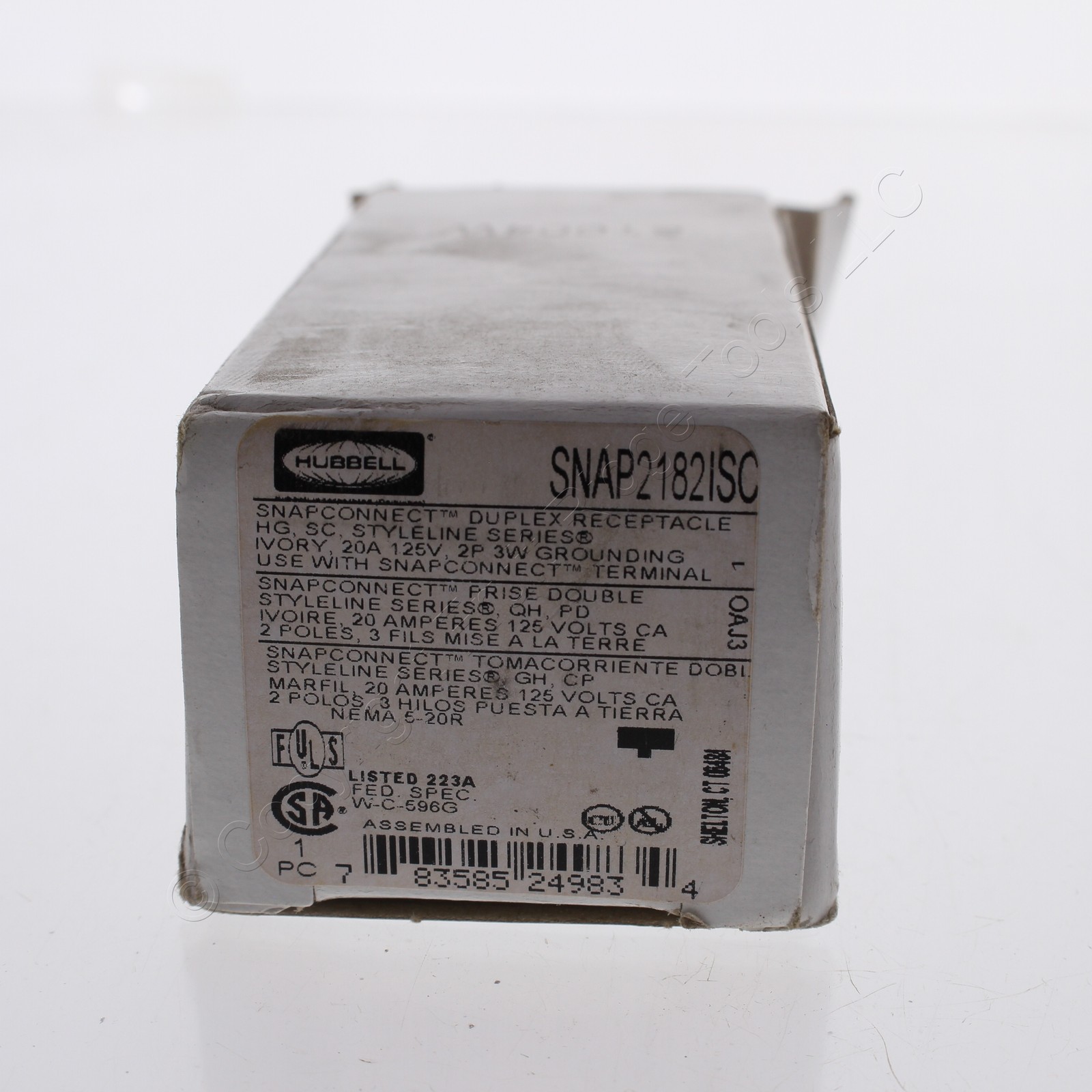 Hubbell SNAP2182ISC Ivory SnapConnect Hospital Grd Receptacle Split Circuit 20A