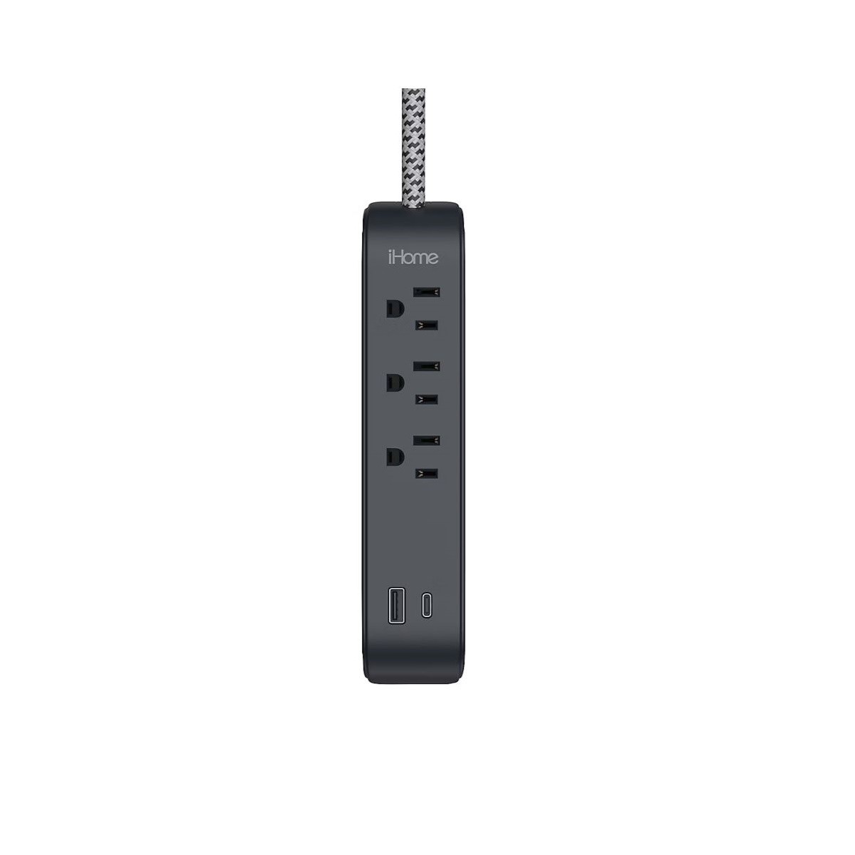 iHome Power Strip with USB and Cord Black, USB-A and USB-C charging ports – 2IHA