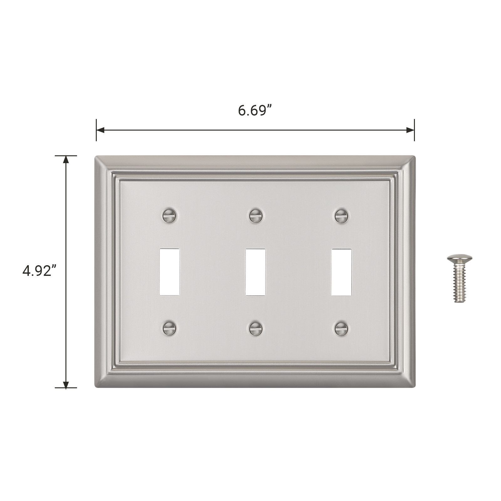 DEWENWILS 2 Pack Tripple Toggle Wallplates Brushed Nickel Light Switch Covers