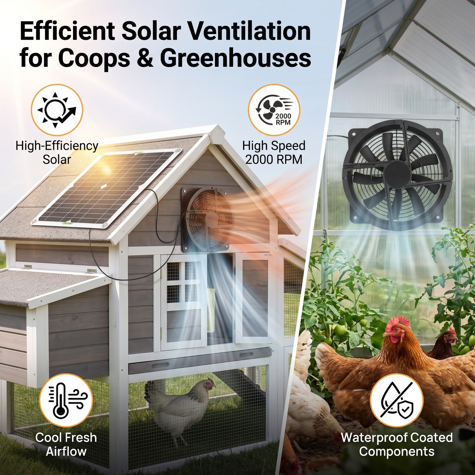 Weatherproof Solar Exhaust Fan Ventilation Fan for Outdoor Small Livestock House