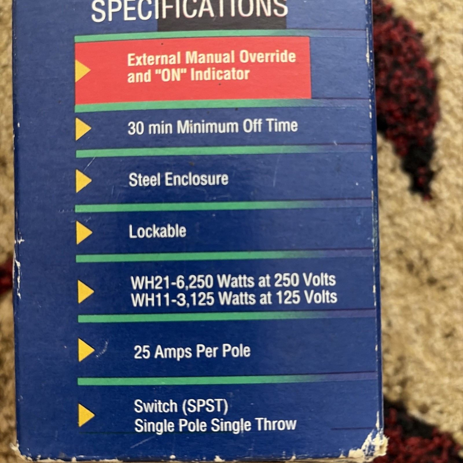 Intermatic Electric Water Heater Timer WH 21 6250 watts 25 amps 250 volts 60Hz