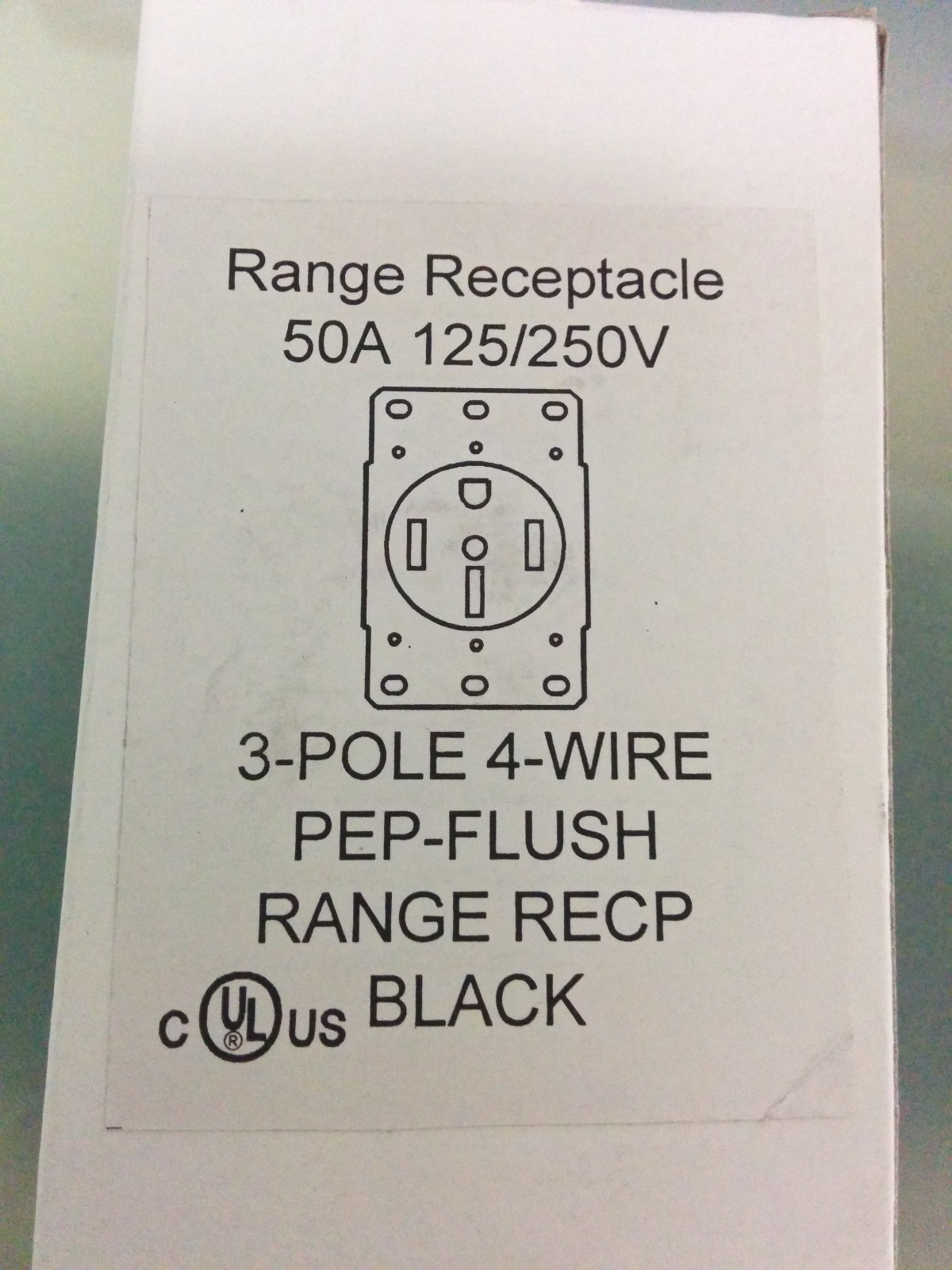 Range Stove Oven Outlet Receptacle 50A 125/250V Black 4 Wire Flush Mount 50 Amp
