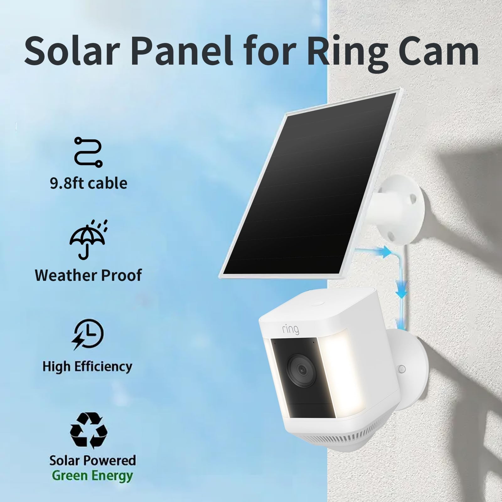 Ring Camera Solar Panel, 5W Charger Compatible with Rings White-1Pack