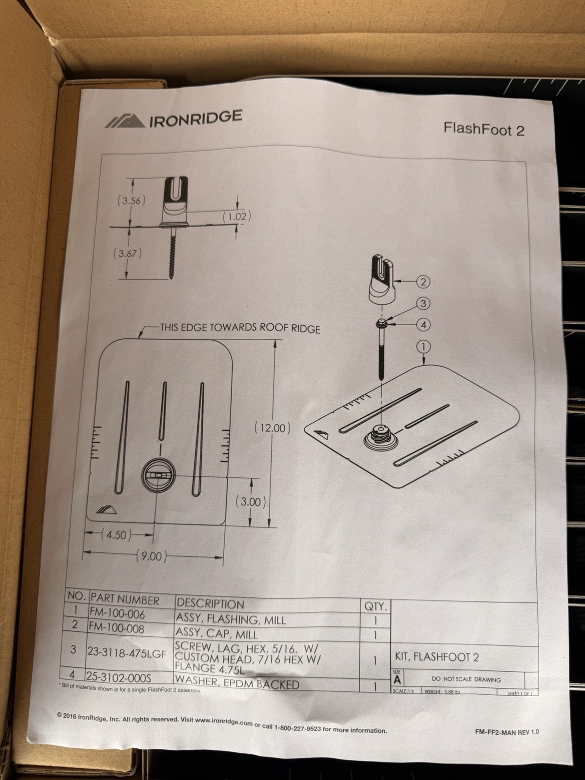 IronRidge FlashFoot 2 Kit, Qty: 20 Mil M IR FF2-01-B2 Rev B (Black Finish)