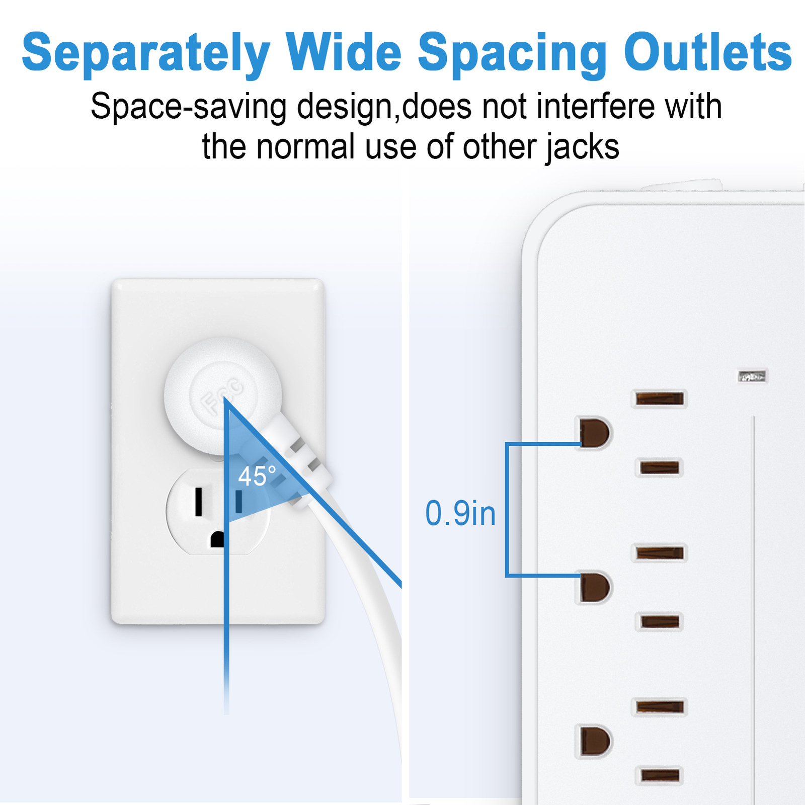 Multi Outlet Wall Mountable USB Surge Protector Power Strip 8 Outlet Plugs 12in1