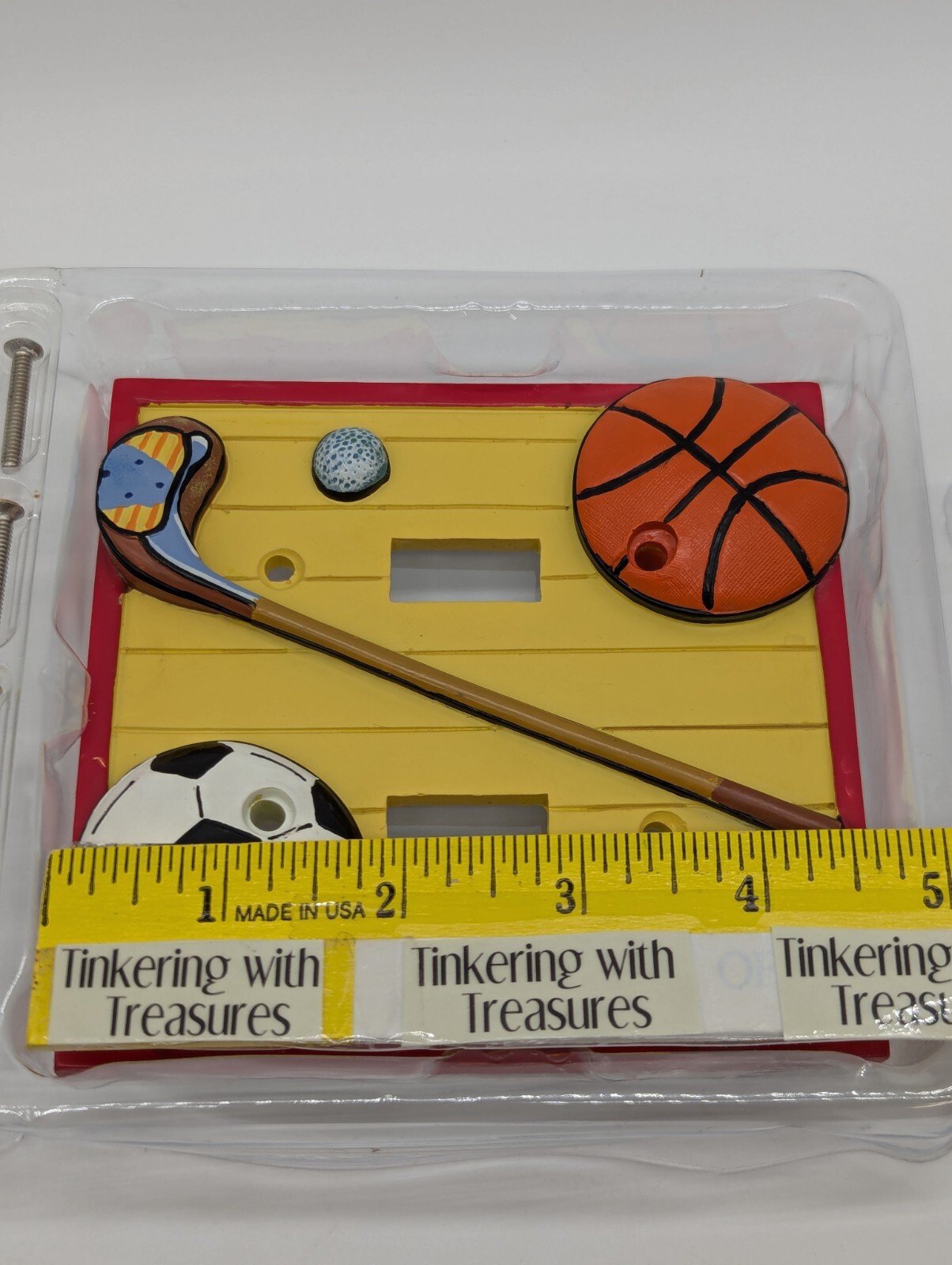 NEW Borders Unlimited Light Switch Plate Cover “Let’s Play Ball” Golf Basketball