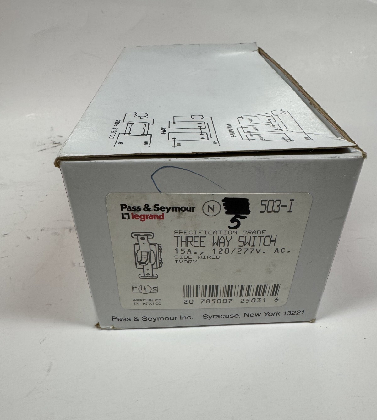 QTY/5 Pass & Seymour 503-I Ivory Three Way Switch 15A 120/277V AC Side Wired