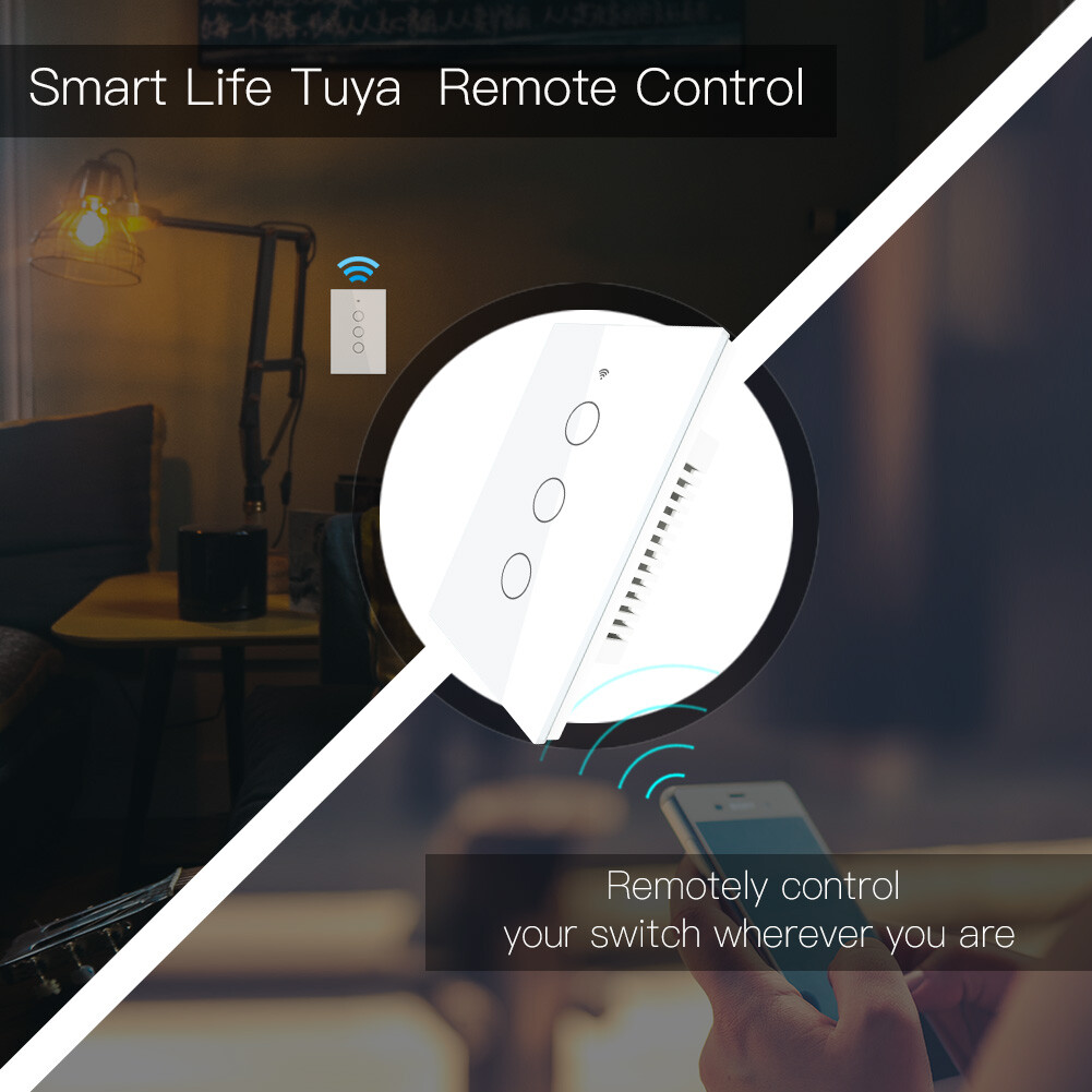 MOES WiFi Smart Light Switch Wall Touch Glass Panel Timer RF433 Alexa Google APP
