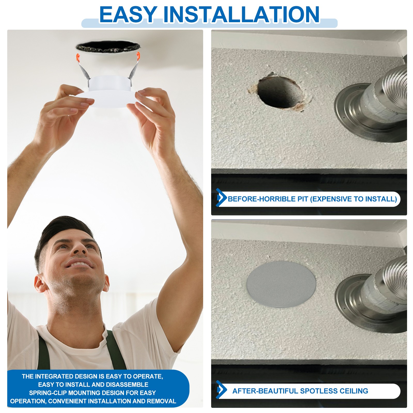 3.7″ Spring Ceiling Cover Plate for 2.2-3.4″ Round Hole, Dark Gray