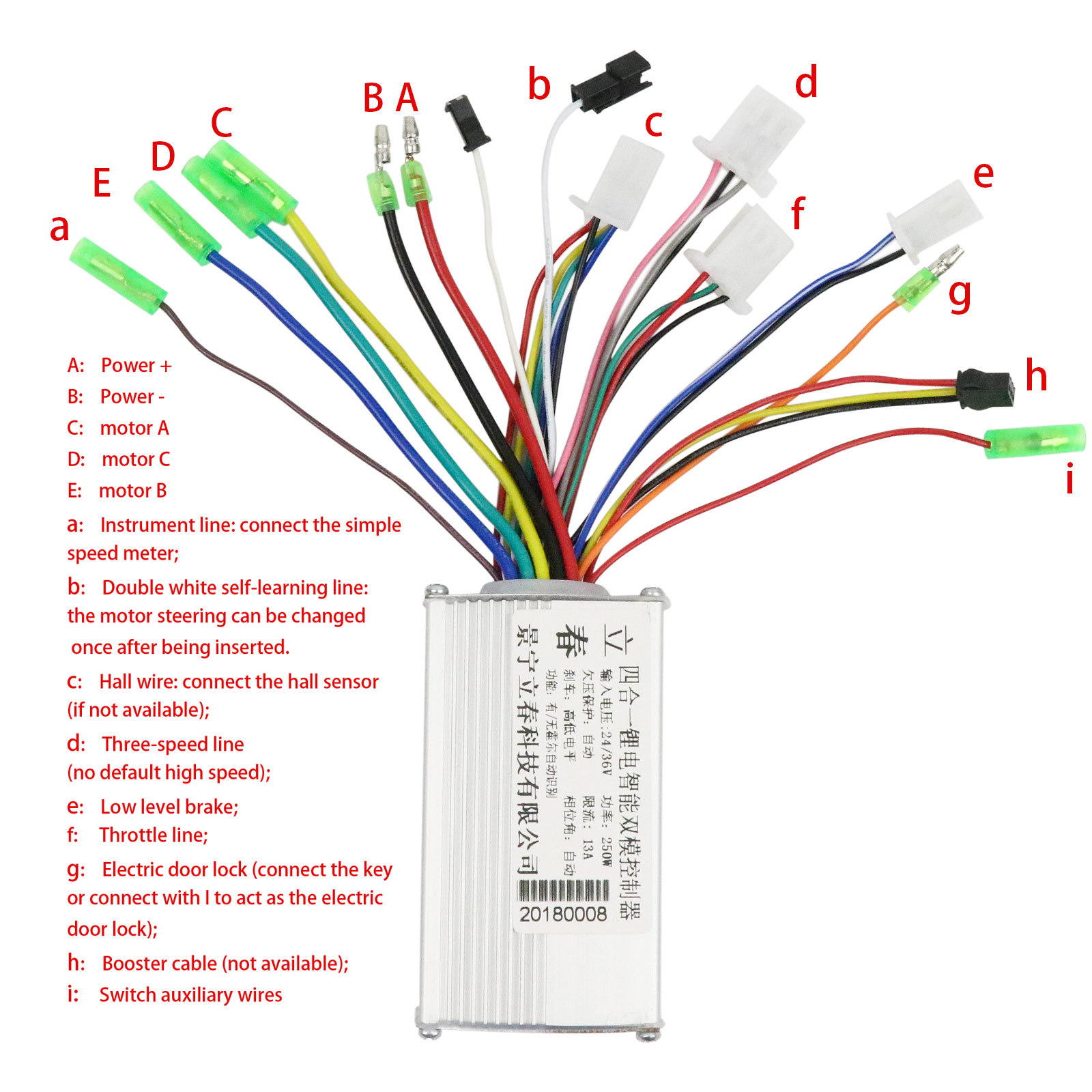 24V/36V 250W Electric Bicycle E-bike Scooter Brushless DC Motor Speed Controller