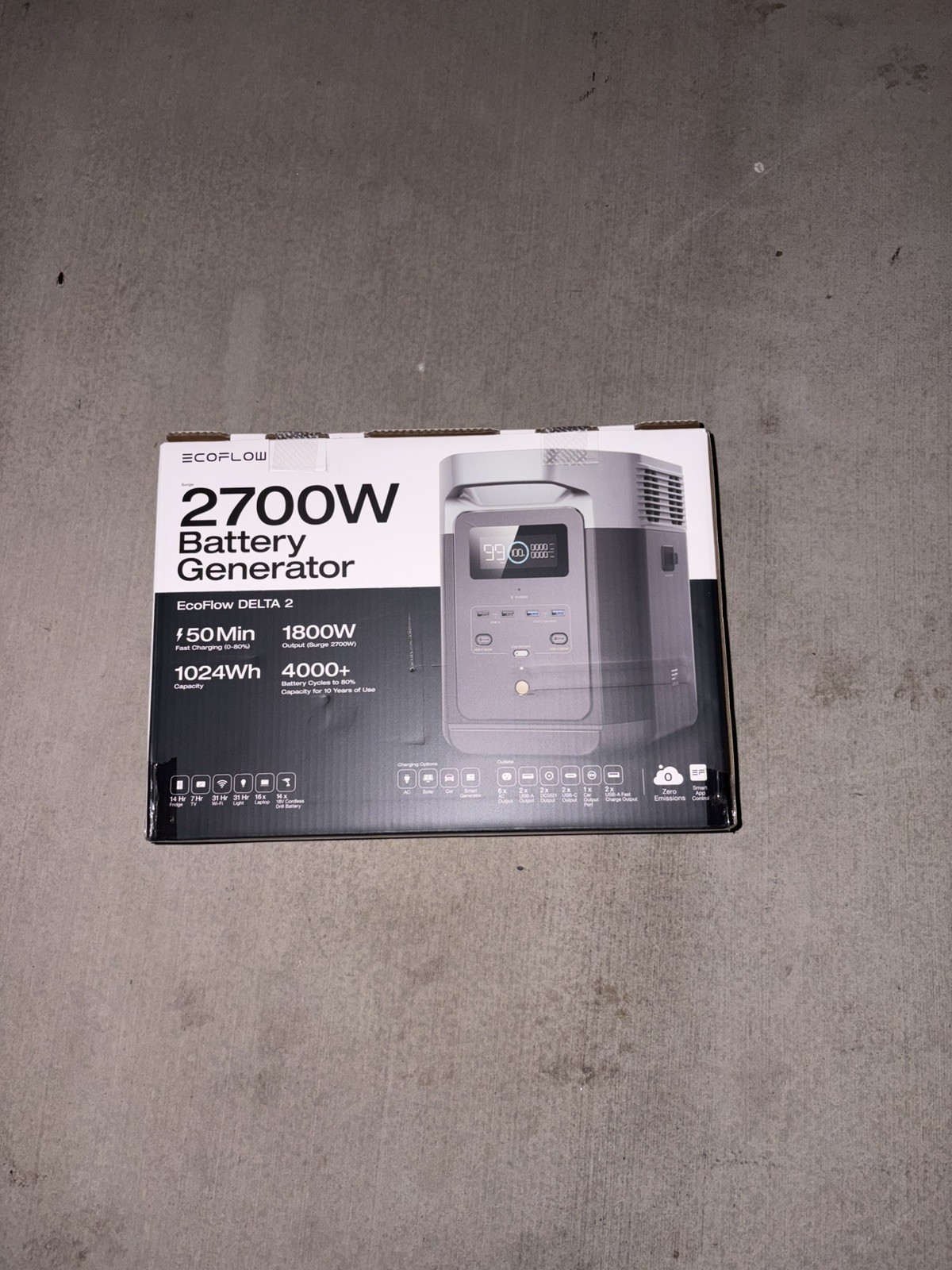 EcoFlow Delta 2 Power Station Smart Extra LiFePO4 Battery 1024Wh Backup Energy