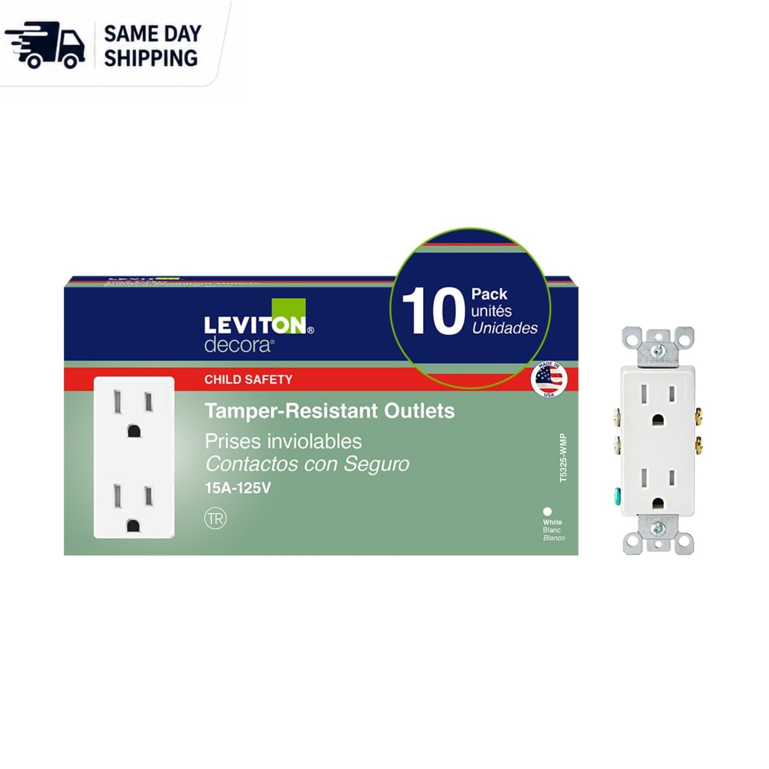 Reliable 10 Pack of 15 Amp Tamper-Resistant Duplex Outlets – Child Safe Design