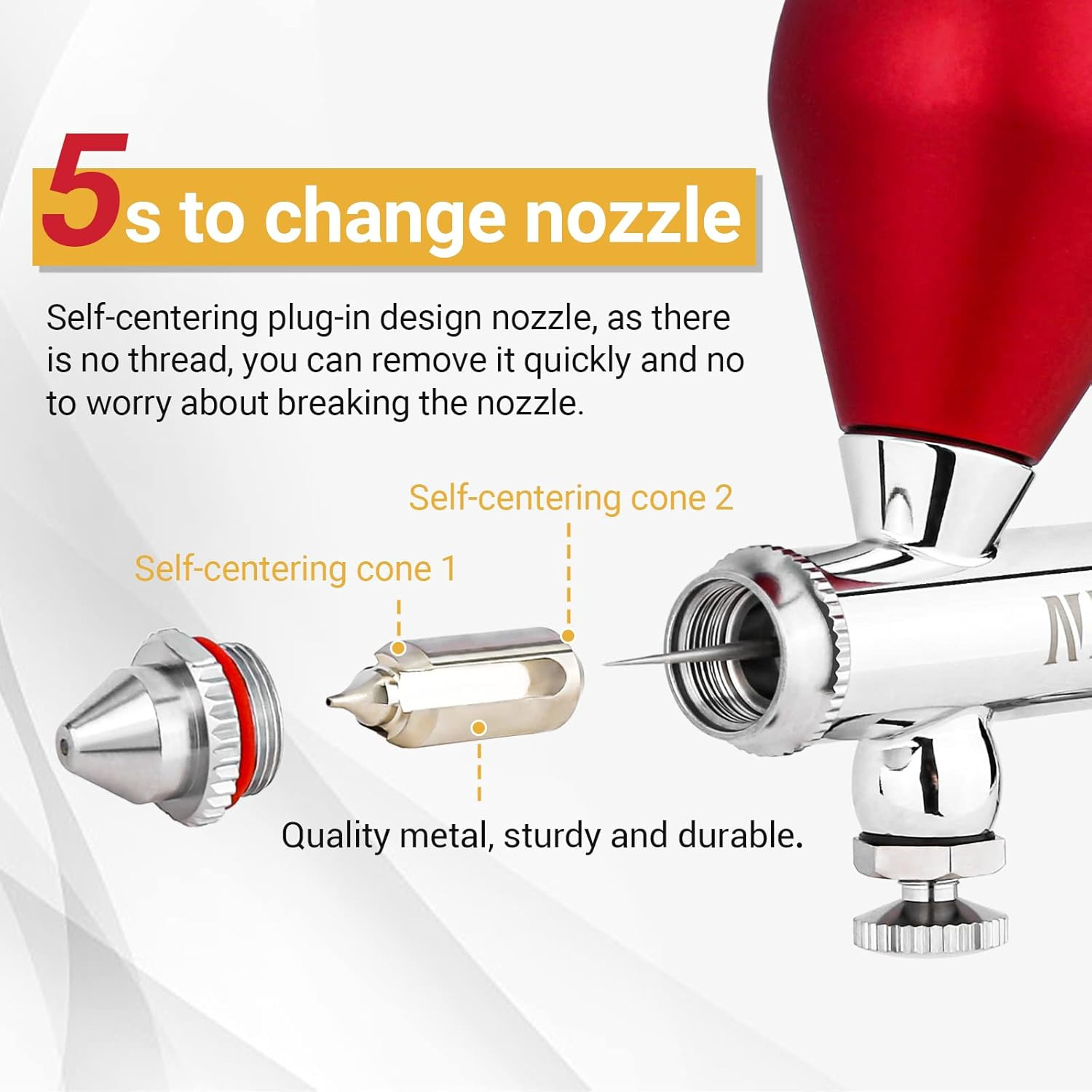 SJ83 Airbrush, Self-Centring Plug-In Nozzle，0.2, 0.3 & 0.5Mm Nozzle Sets and 1/3