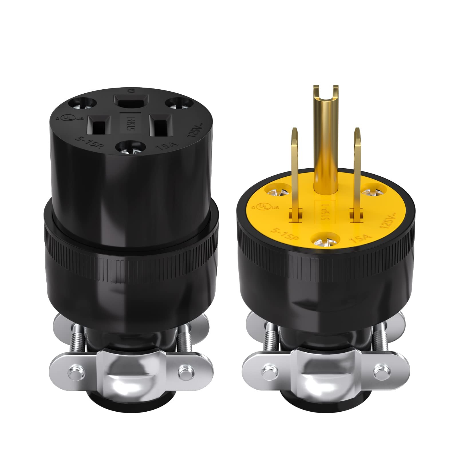 Muelnmey 1 Set Extension Cord Ends Electrical Replacement Plug & Yellow