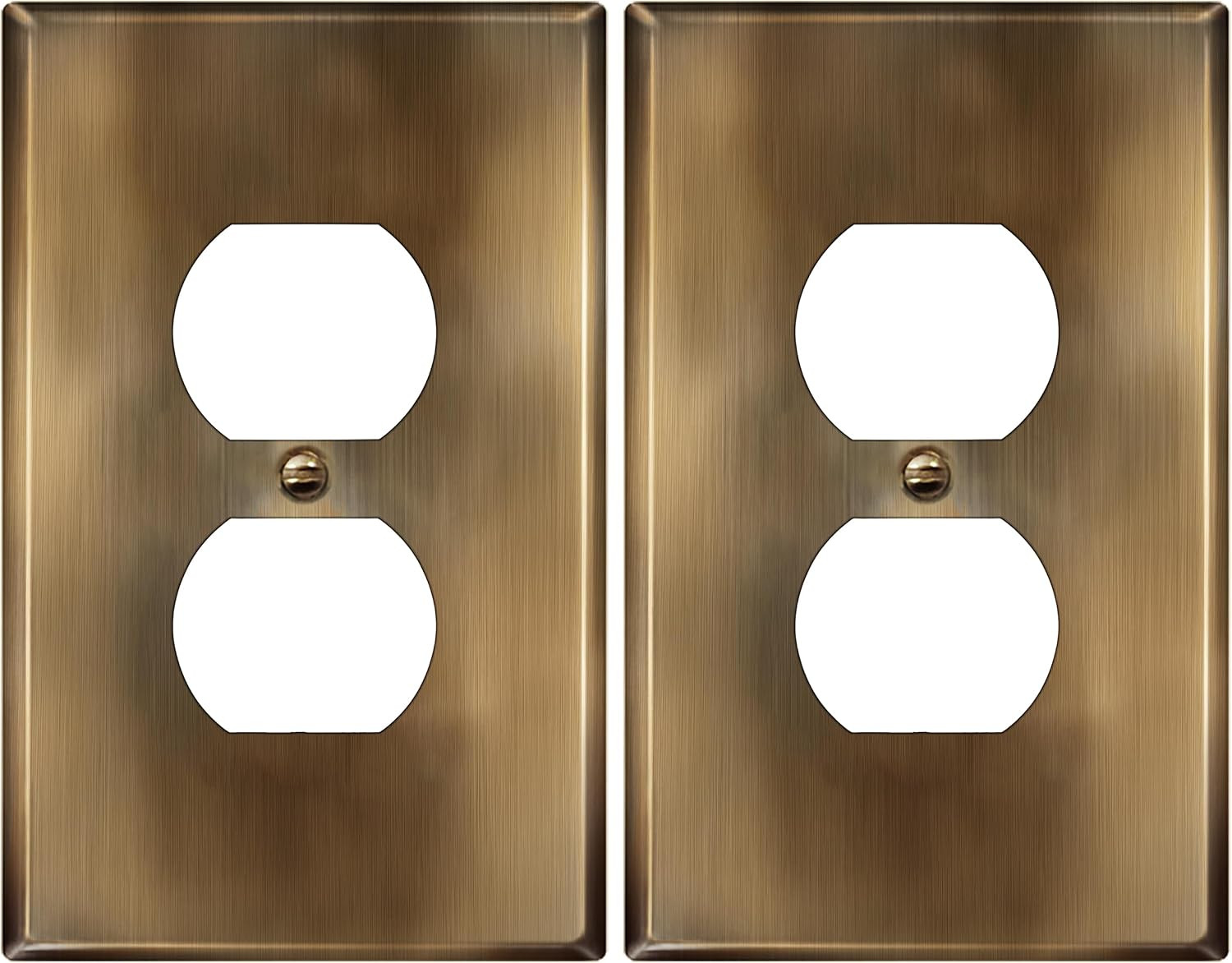Duplex Receptacle Metal Wall Plate, Outlet Cover, Corrosion Resistant, Mid-Size