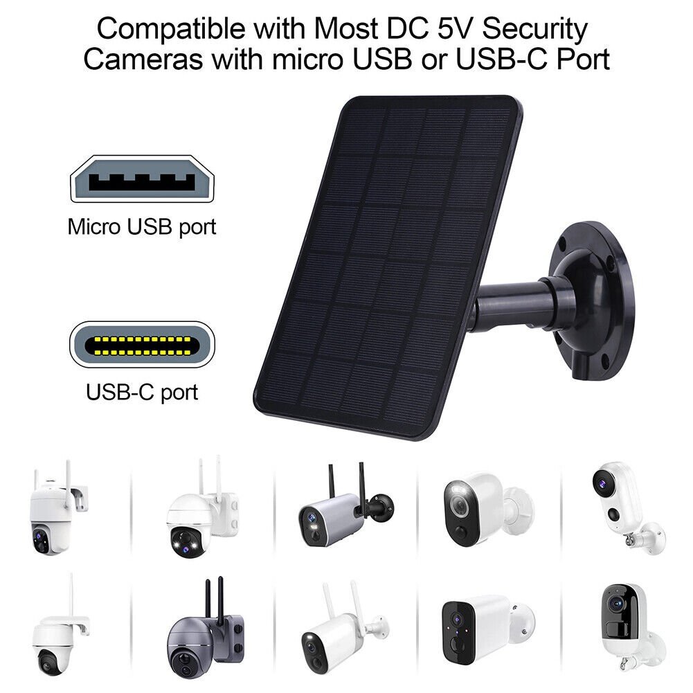 4W Solar Panel for Ring,Blink,Eufycam,Wyze,Reolink Rechargeable Battery Camera