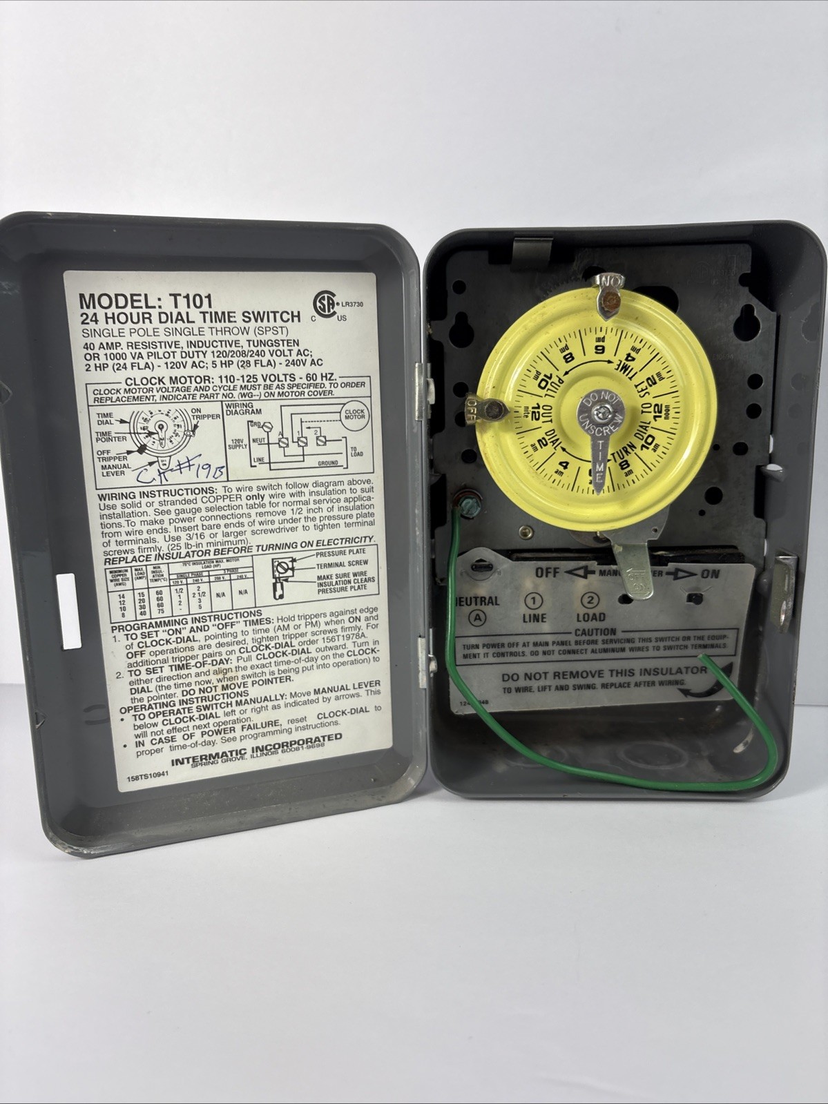 Intermatic 40A 24-Hour Mechanical Time Switch Indoor Enclosure T101