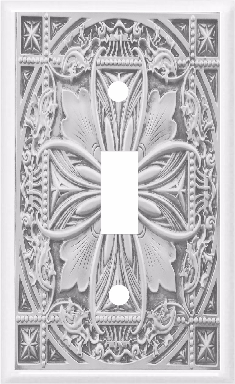 IMAGE OF FLORAL TILE GRAY LIGHT SWITCH COVER PLATE HOME DECOR