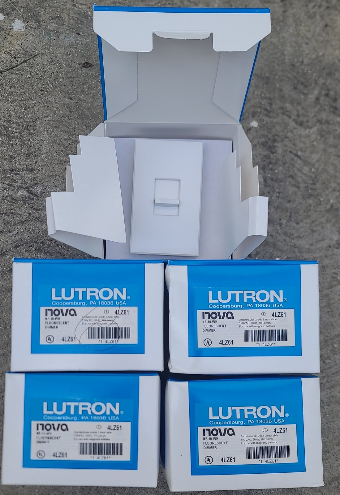 LUTRON NF-10-WH NOVA 120V 16A FLUORESCENT 3-WIRE SINGLE POLE SLIDE DIMMER, WHITE