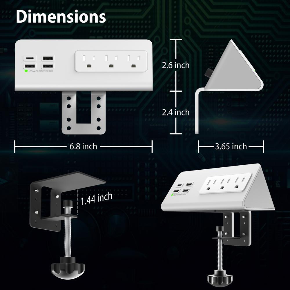 AC Power Type-C Ports Fast Charging Power Strip USB Ports Sockets Home Office