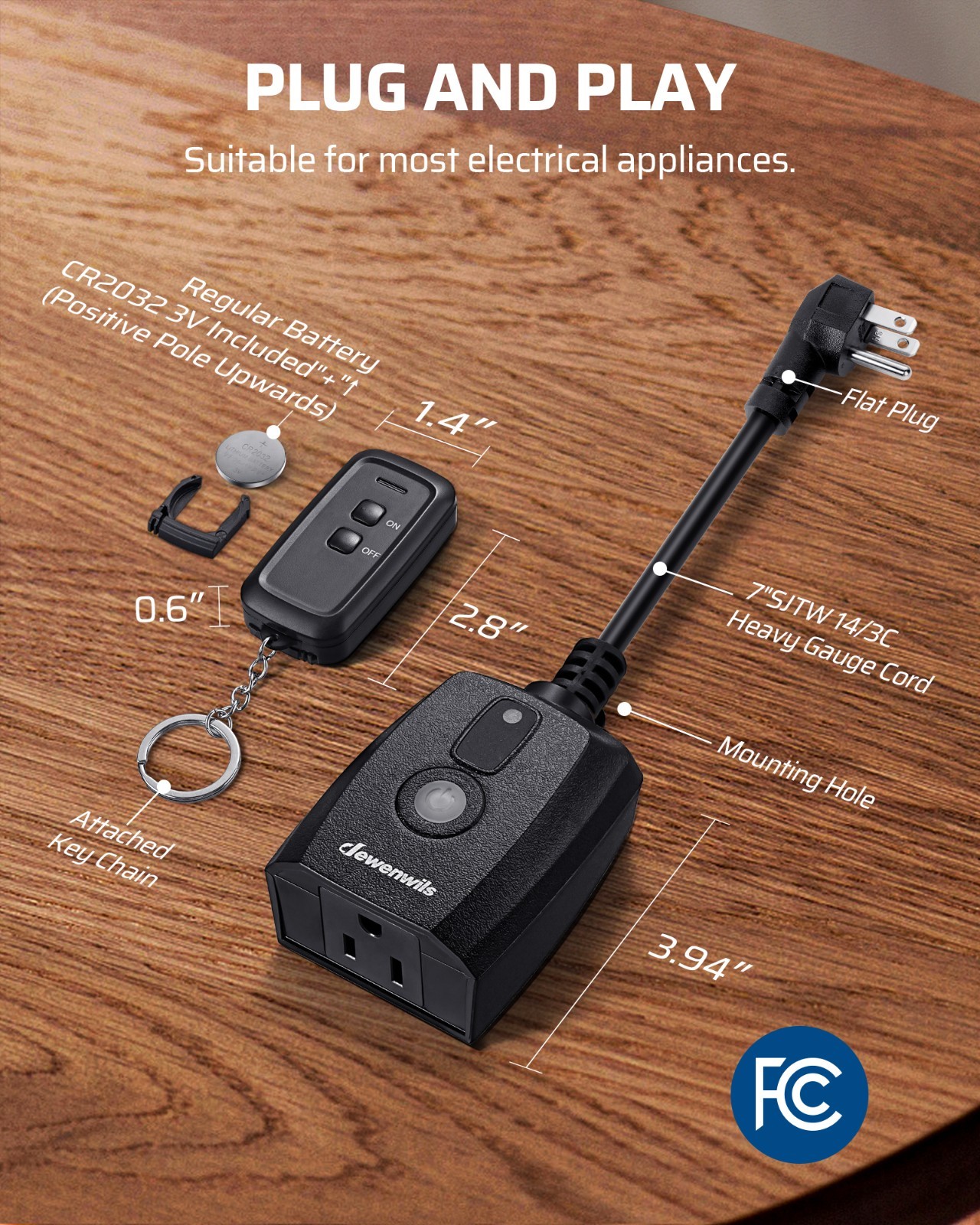 DEWENWILS Outdoor Remote Control Outlet, Indoor Wireless Remote Control Switch