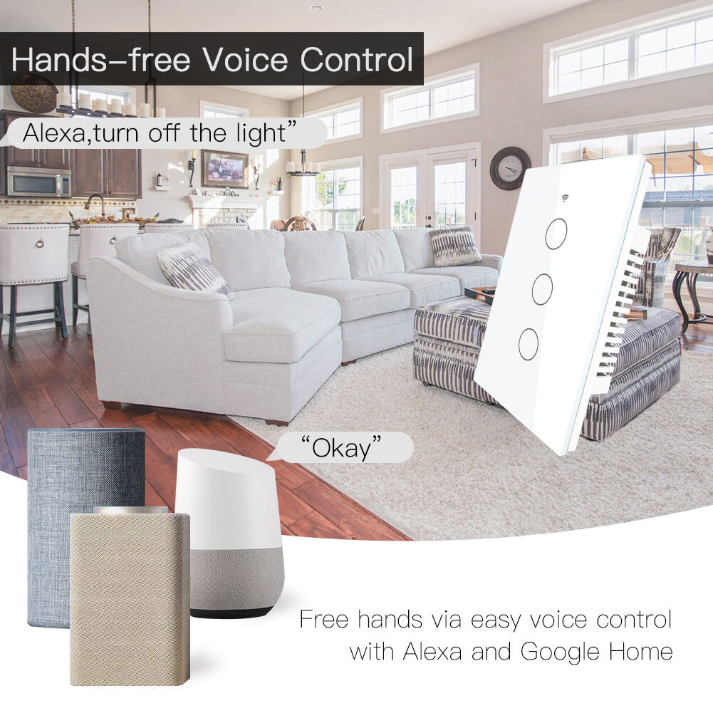 MOES WiFi Smart Light Switch Wall Touch Glass Panel Timer RF433 Alexa Google APP