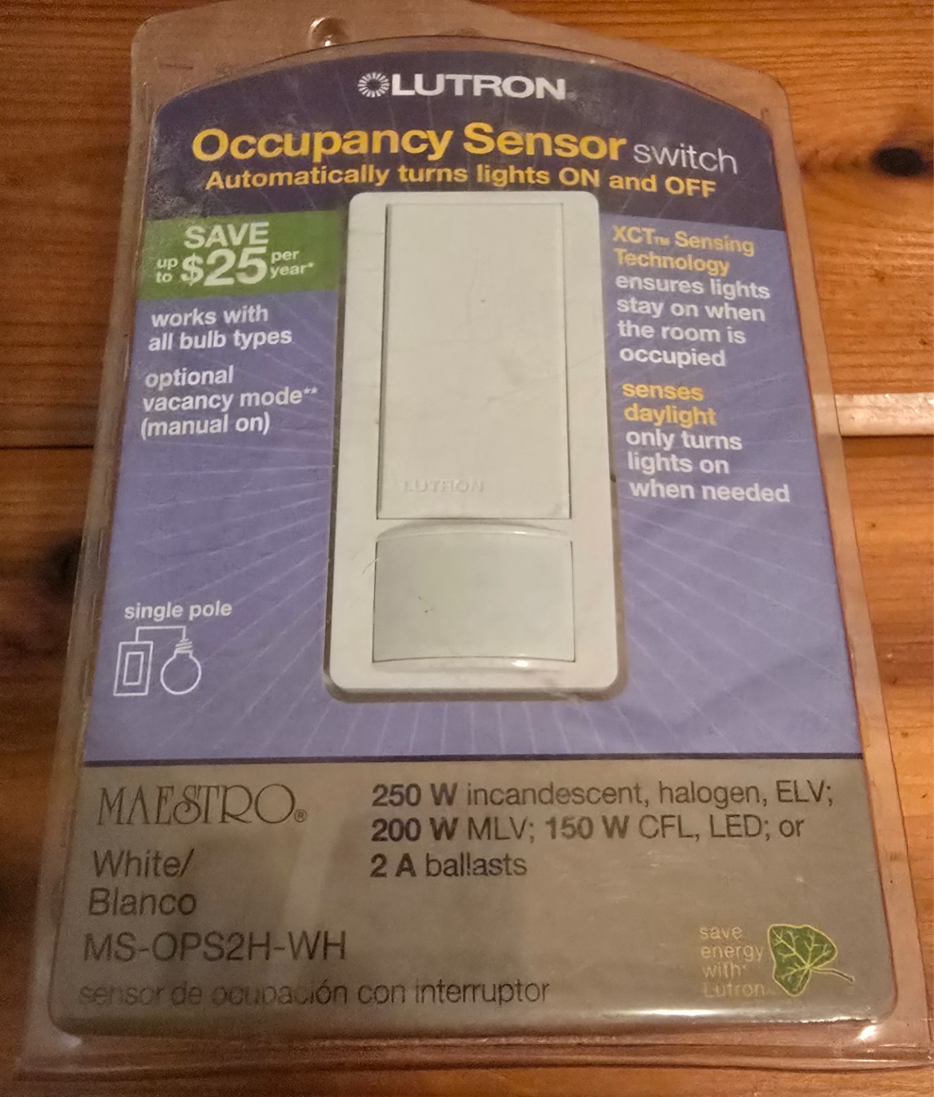 Lutron Maestro MS-OPS2H-WH Occupancy Sensor Switch