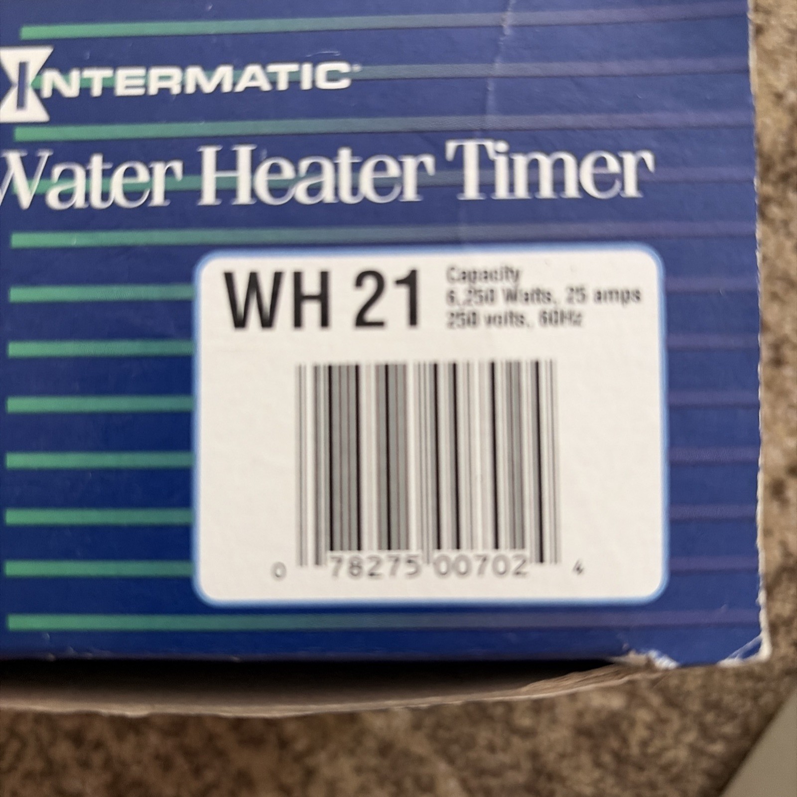 Intermatic Electric Water Heater Timer WH 21 6250 watts 25 amps 250 volts 60Hz