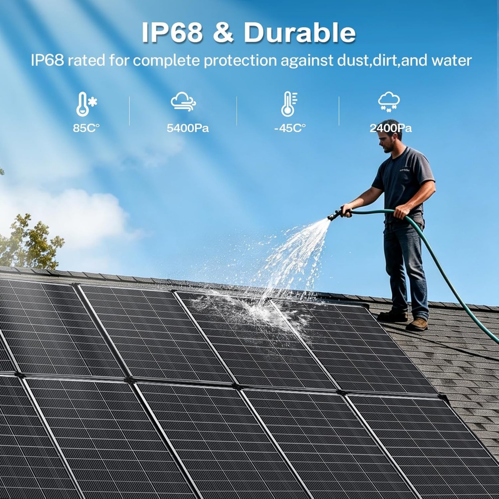 400W Bifacial Solar Panel N-Type Mono PV Home Roof RV Boat Off-Grid 200Watt*2 US