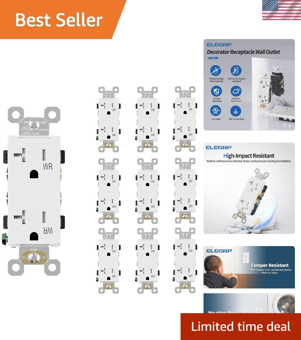 10 Pack White Electrical Outlets – Tamper & Weather Resistant Design