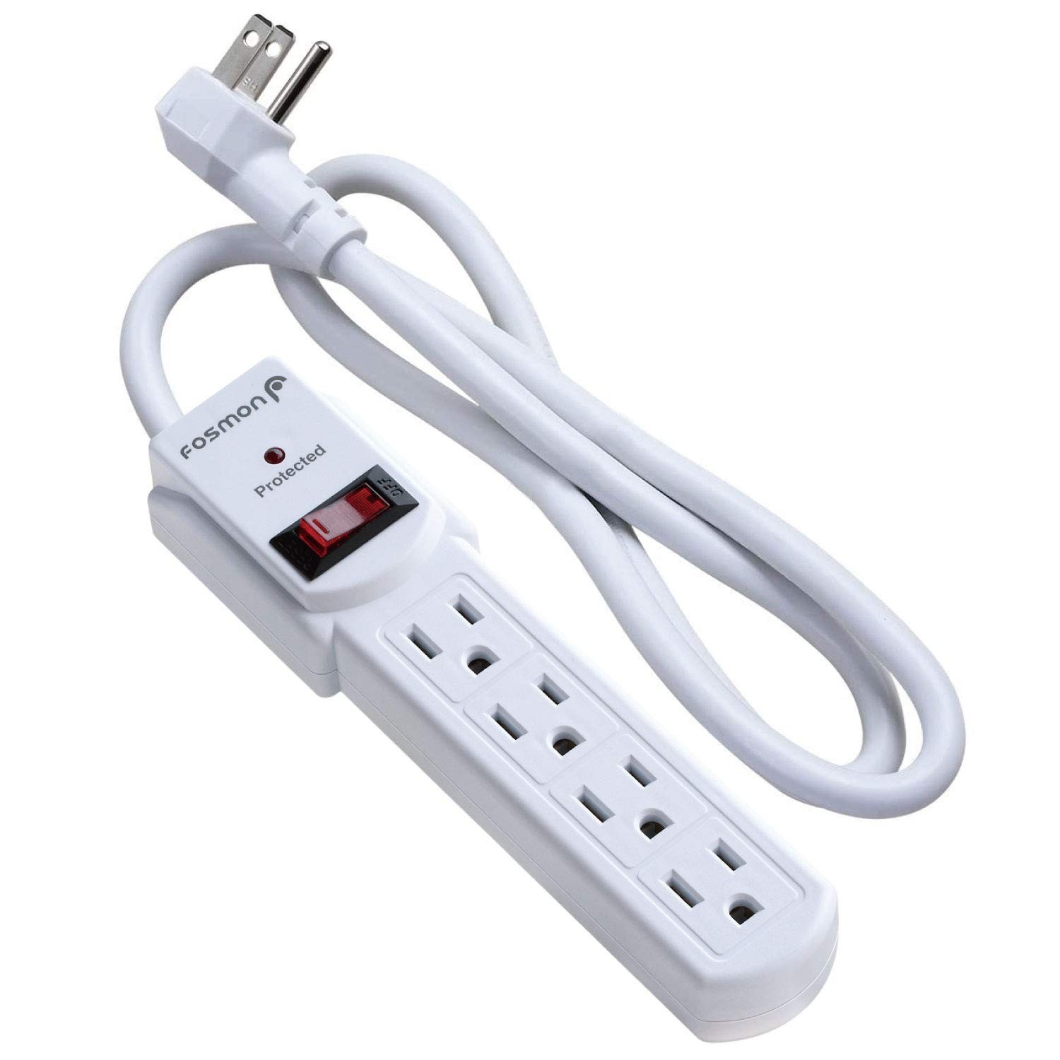 Fosmon 4 Outlet Small Surge Protector Power Strip – 3Ft Short 1 PACK