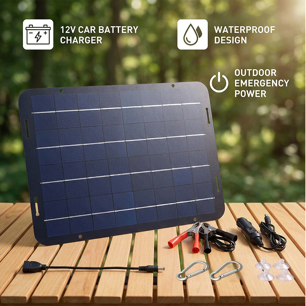 30W Waterproof Solar Battery Maintainer Car RV Charger 12 Volt Tender Trickle