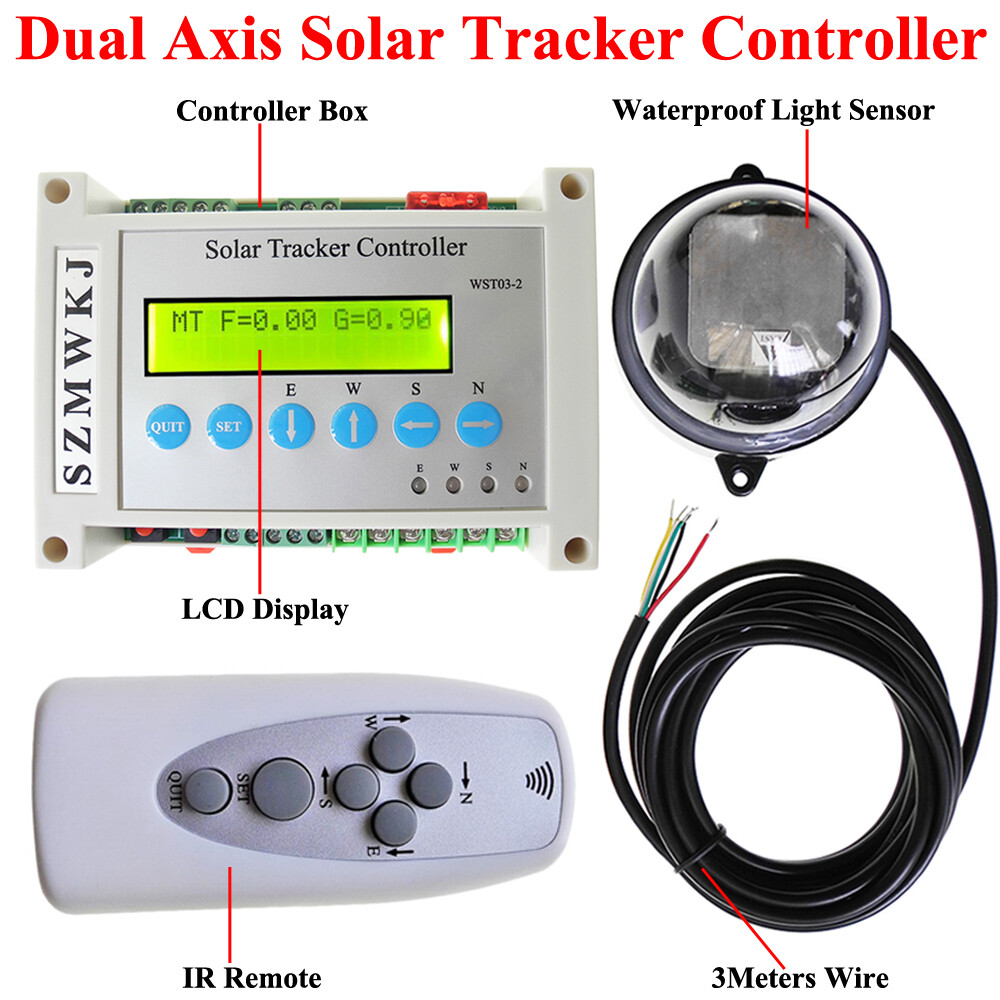 Single/Dual Axis Solar Tracker LCD Controller W/ Relay Extension Module Kits AT