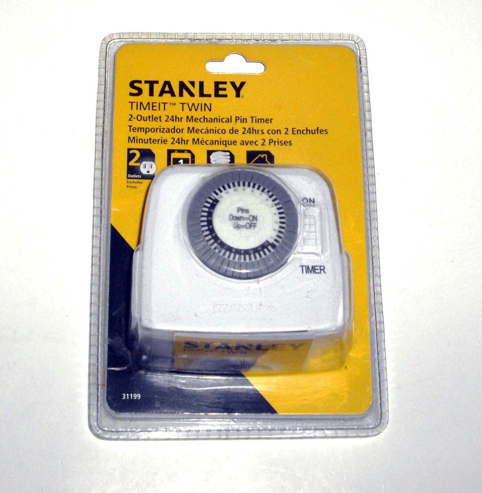 NEW Stanley Timer Mechanical TimeIt Twin 2 Outlet 24 Hour Mechanical Timer 31199