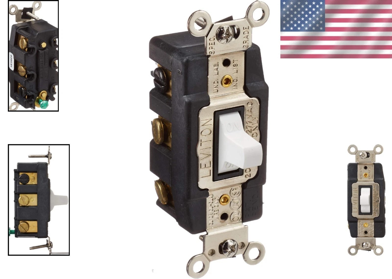 Industrial 20A Double-Pole AC Quiet Switch, White