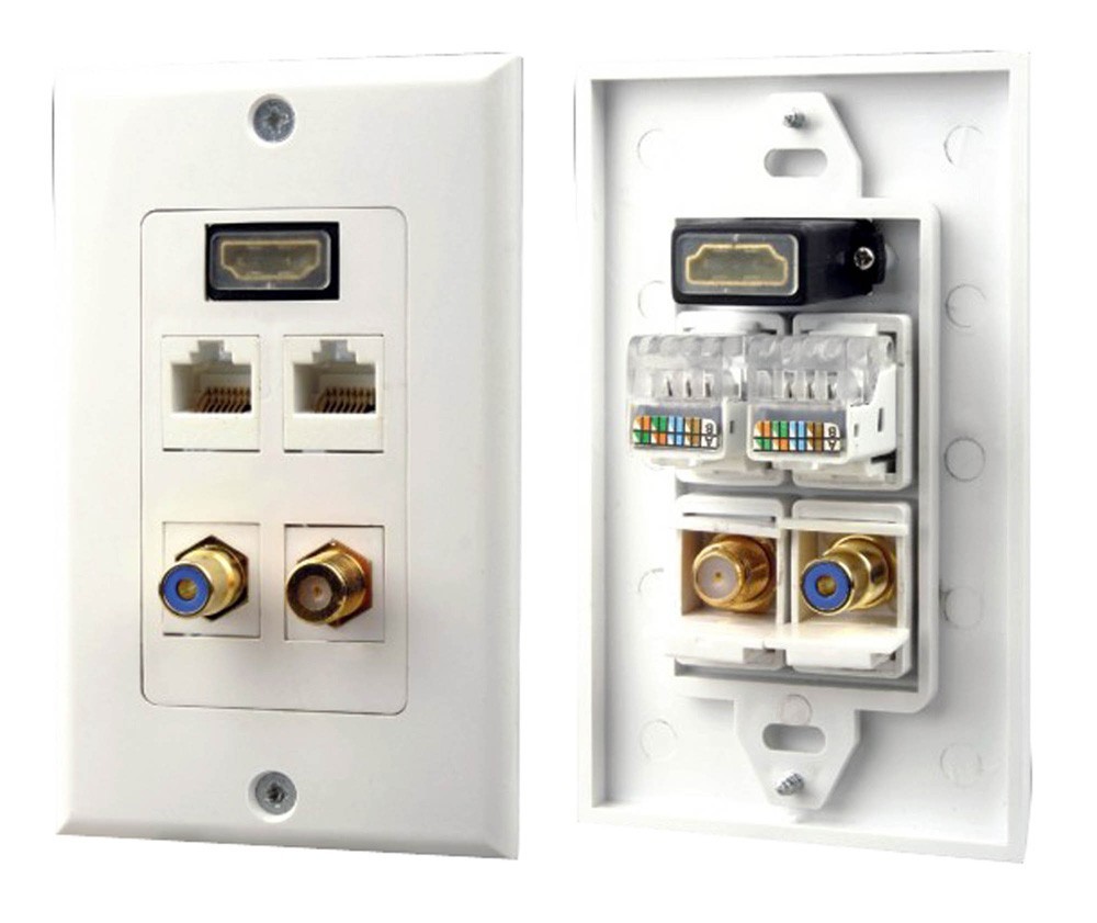 Pyle HDMI /Mono RCA Audio /Coaxial /Dual Ethernet Combo Wall Plate