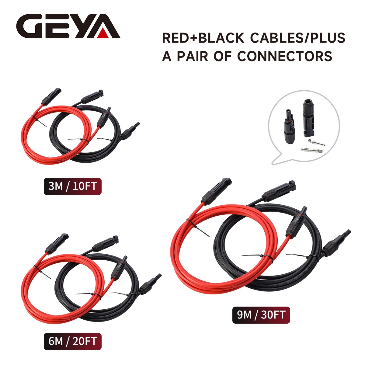 GEYA 10AWG PV Wire Solar Panel Y Branch Solar Panel Extension Cable Connectors