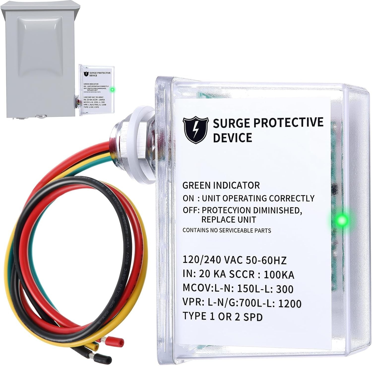 AG3000 HVAC Surge Protector 120/240V, Whole House SPD for AC & Heat Pumps