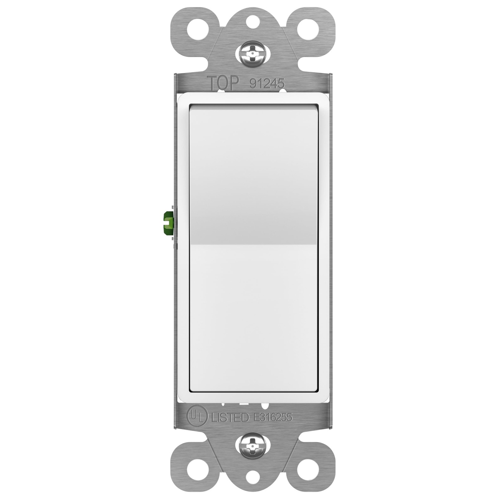 Momentary Contact Switch 120-277VAC 15A White Back Side Wired