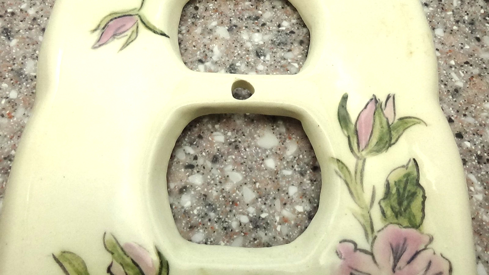 Handmade Hand Painted, Pink Flowers, Electrical Outlet Plate Cover – Vintage