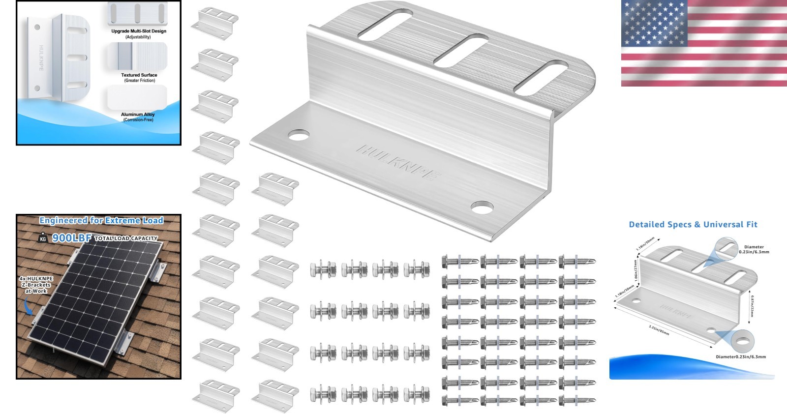 Corrosion-Resistant 16 Pack Z Brackets Solar Panel Mounting Kit for Boats & RVs