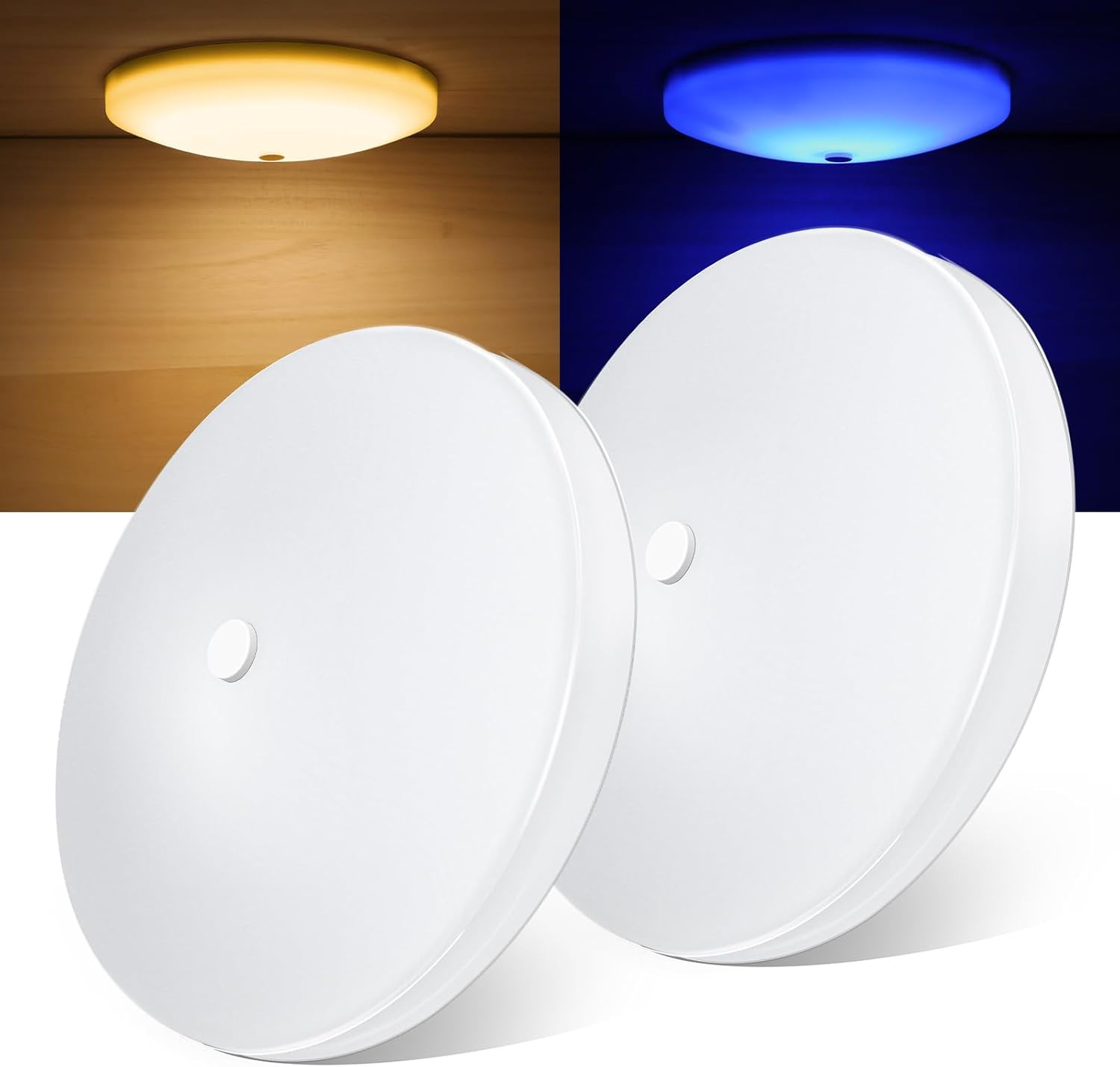 2 Pack RV Interior Ceiling Dome Light 4.5 Inch, Press Dimmer Switch & Blue Night