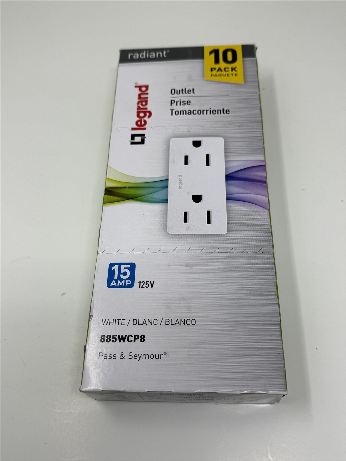 Legrand Radiant 15Amp 125-Volts White Decorator Wall Outlet 885WCP8 10-pack