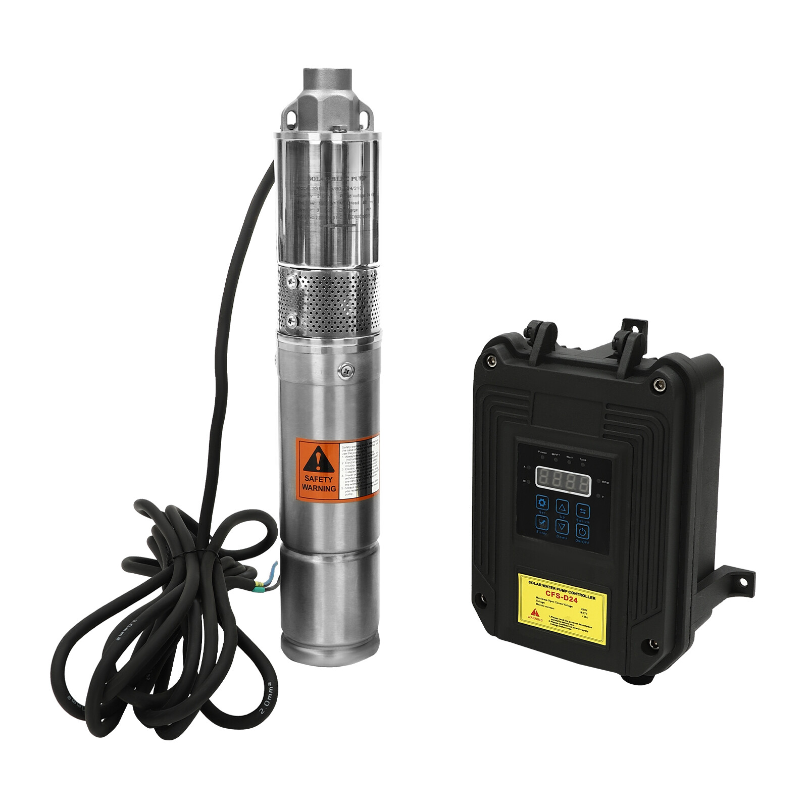 DC Deep Bore Well Solar Water Pump 24V 210W Submersible Pump MPPT Controller Kit