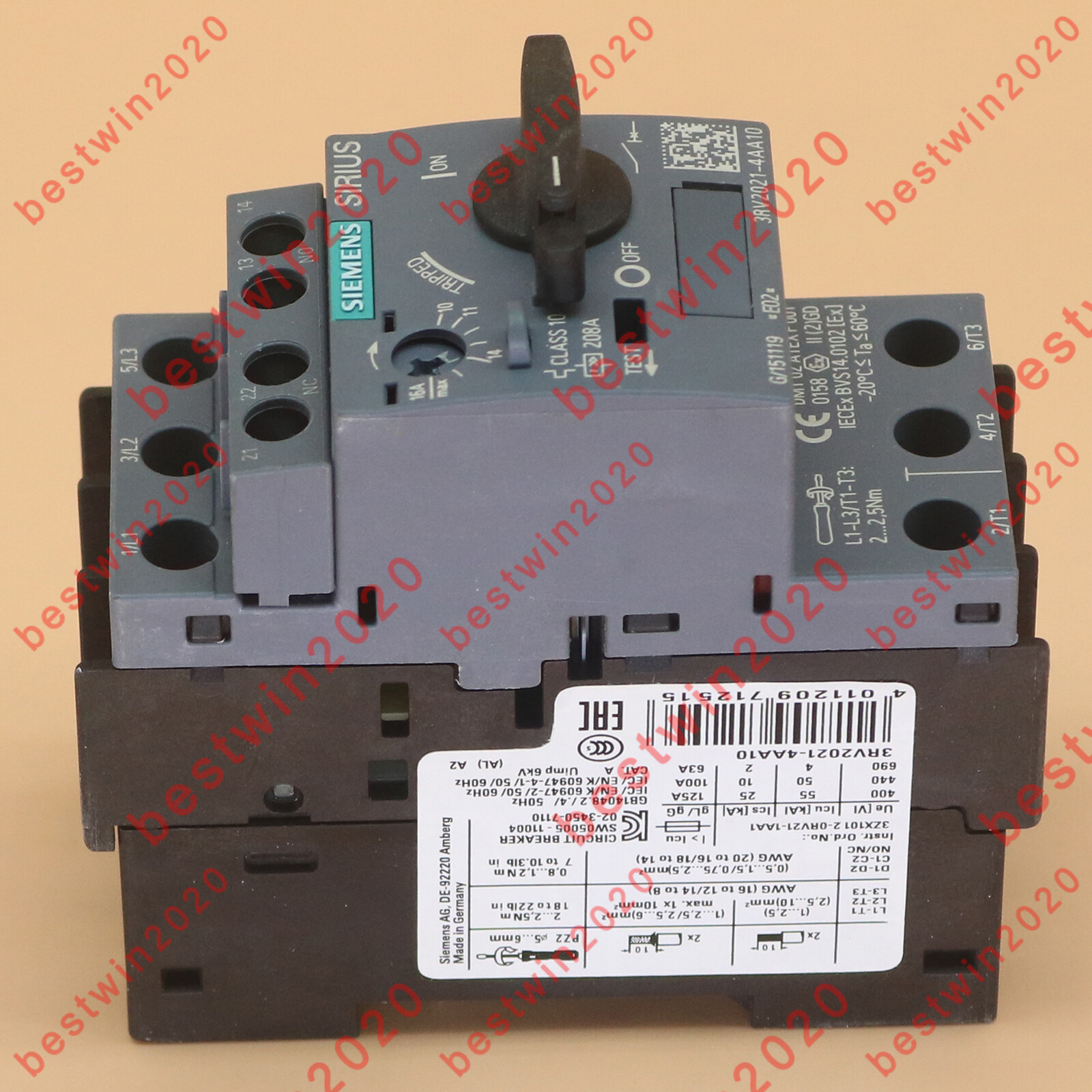 New in box Siemens breaker 3RV2021-4AA10 3RV2 021-4AA10 1 year warranty