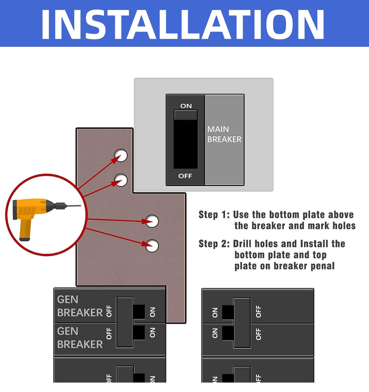 Generator Interlock Kit Compatible with Eaton Cutler Hammer Vertical Throw…