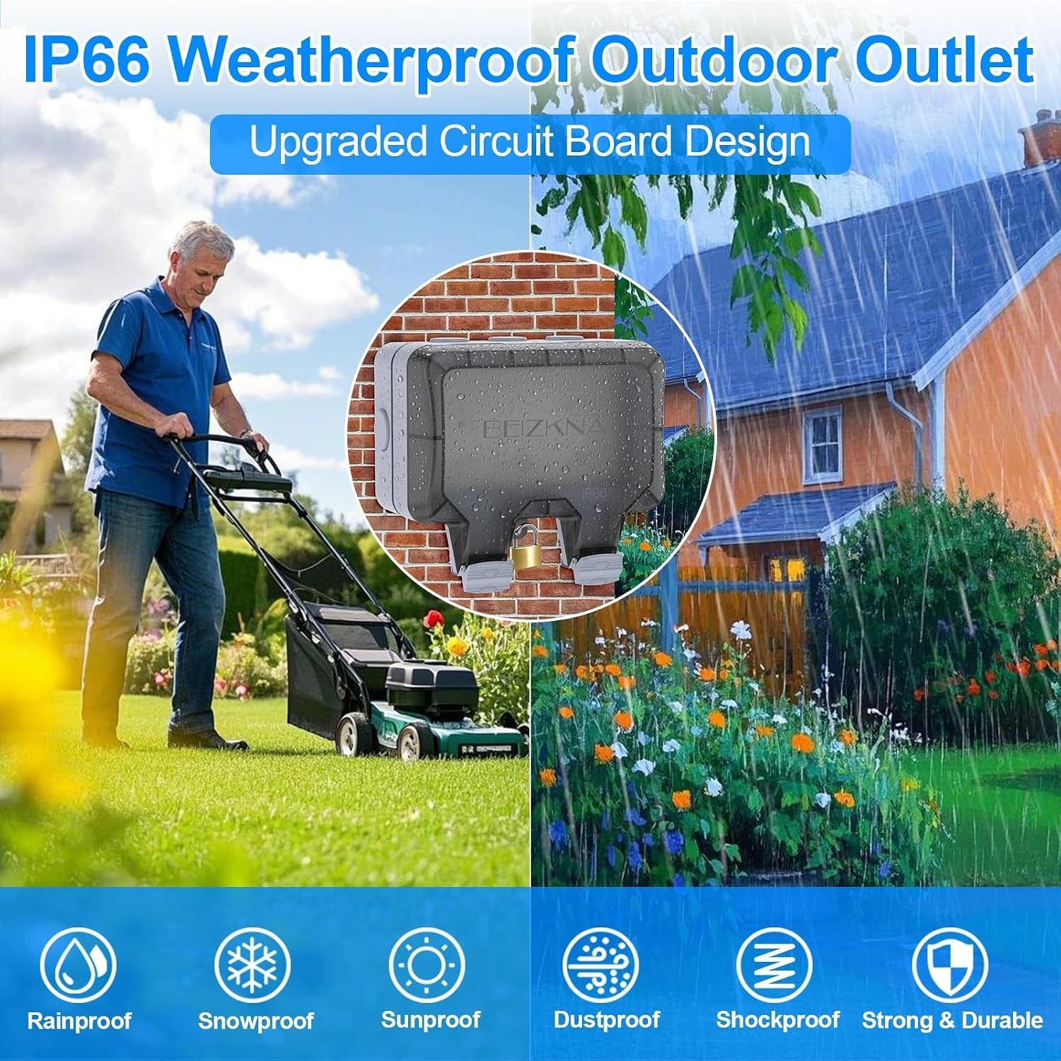 Outdoor 2-Gang Power Outlet with Upgraded Design – Waterproof & Dustproof