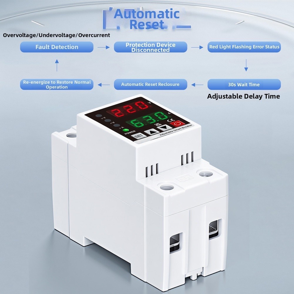 63A Adjustable Overvoltage Protector for AC220V 110V Circuit Applications