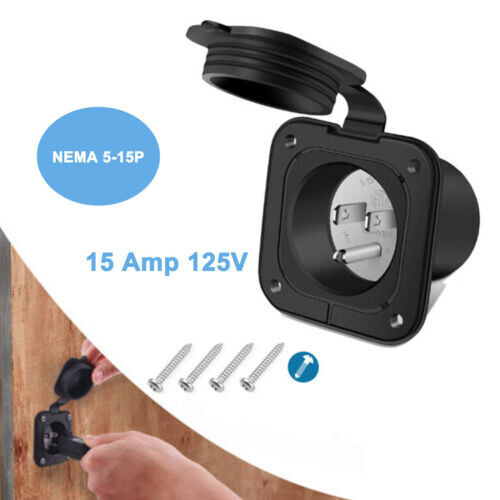 MICTUNING 125V 15A Flanged Inlet NEMA 5-15P Shore Power Inlet Plug for RV Camper